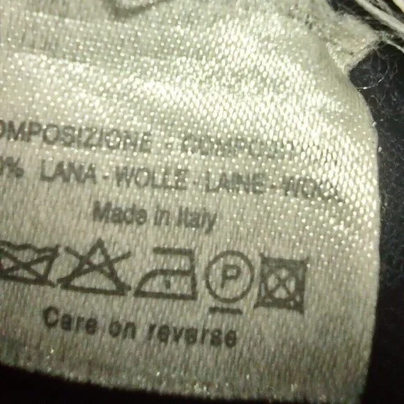 Yves Saint Laurent Rive Gauche Women's Navy Blue Wool V-Neck Sweater Size Large - Picture 8 of 9